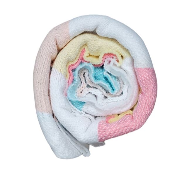 NWT Victoria's Secret Pink, Coral, Mint & Yellow Striped Blanket - Picture 6 of 7